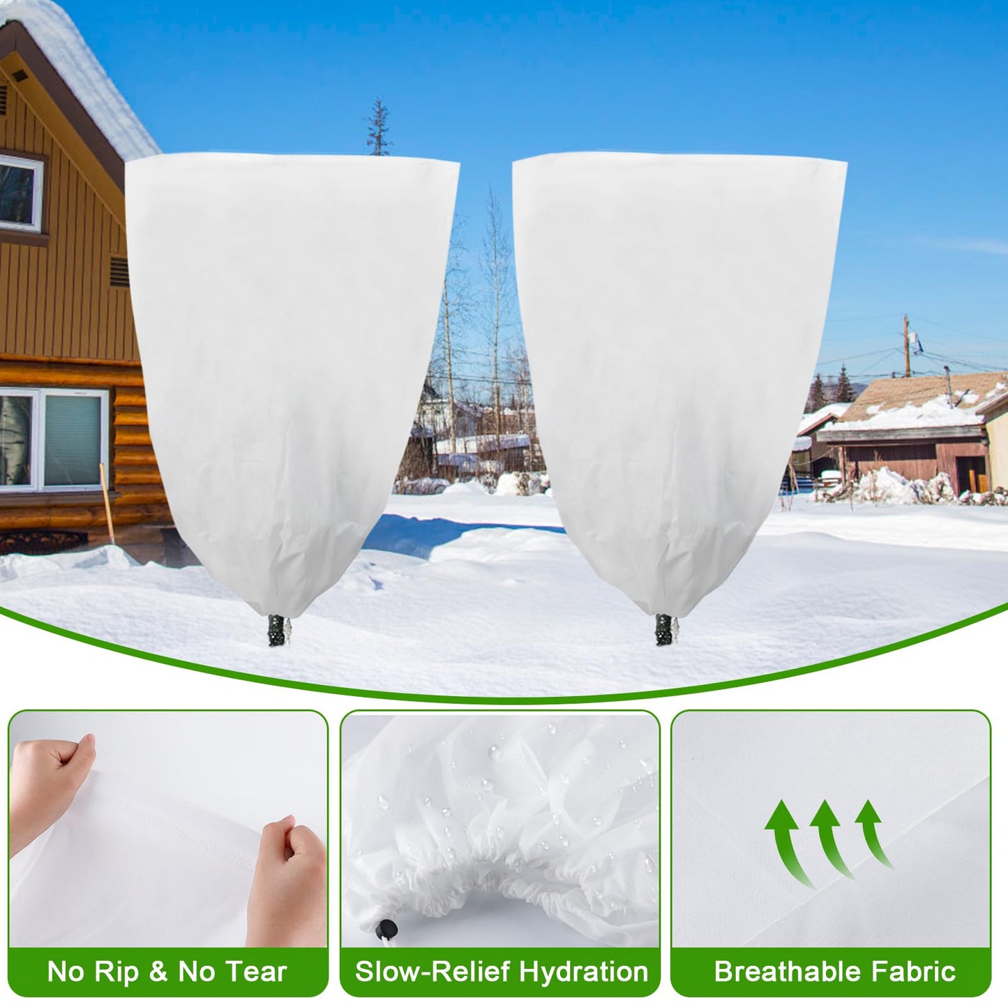 YDSL 3 Pack Plant Covers Freeze Protection, 48"×72" 1.77oz/yd² Plant Frost Covers for Outdoor Plants Shrub Potted Plants Use, Winter Cloth Plant Tree Cover with Drawstring for Cold Weather