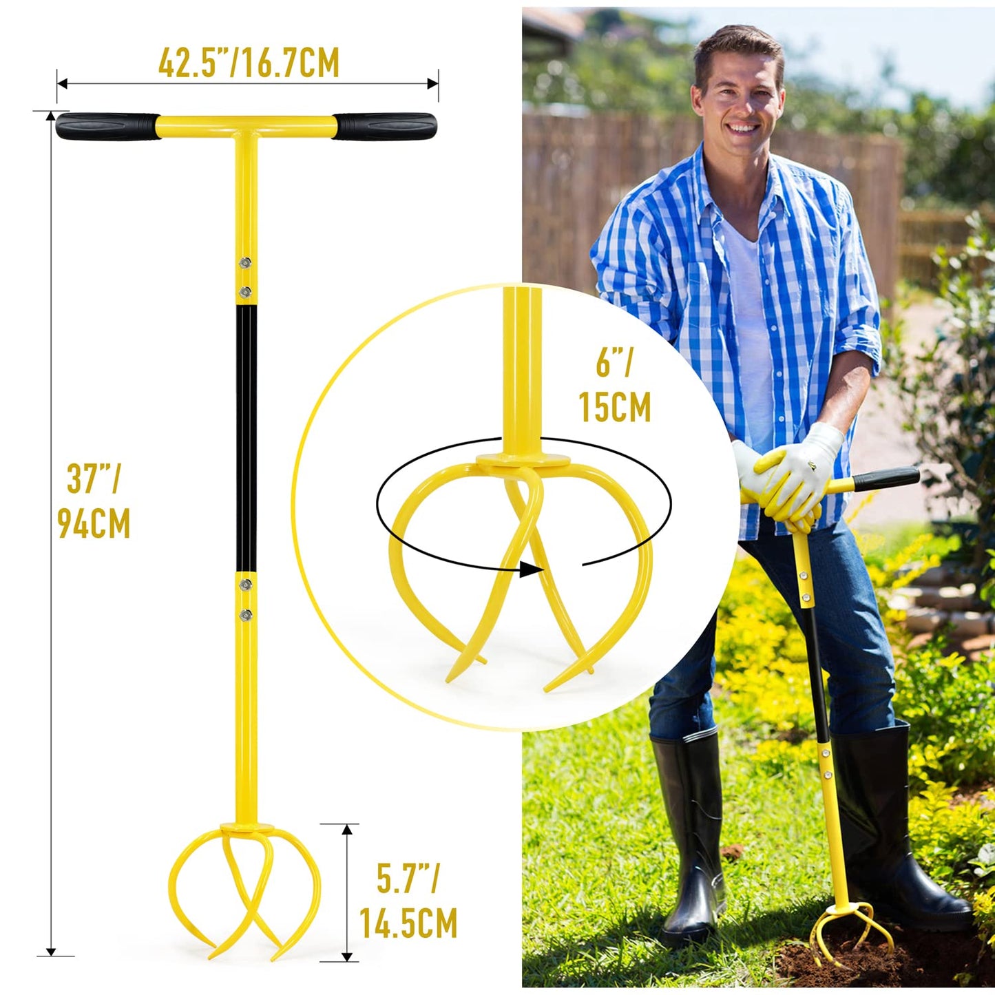Byhagern Manual Twist Tiller, Efficient Tiller for Gardening, Efficient Soil Cultivation, Garden Bed Tiller, Premium Handheld Garden Tool