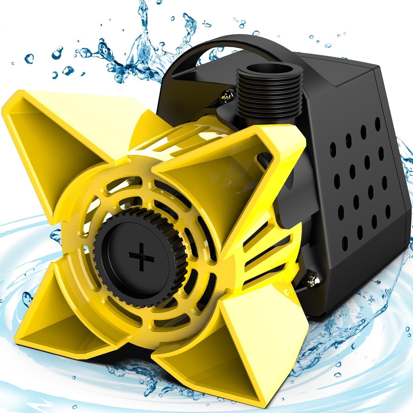 DECOKTOOL 3200GPH Pond Pump, 200W Submersible Water Pump with 33FT Power Cord & Barrier Bag, 2 Hose Adapters, 20FT. Lift Height for Garden Ponds, Fountains, Waterfalls, Water Circulation (Yellow)