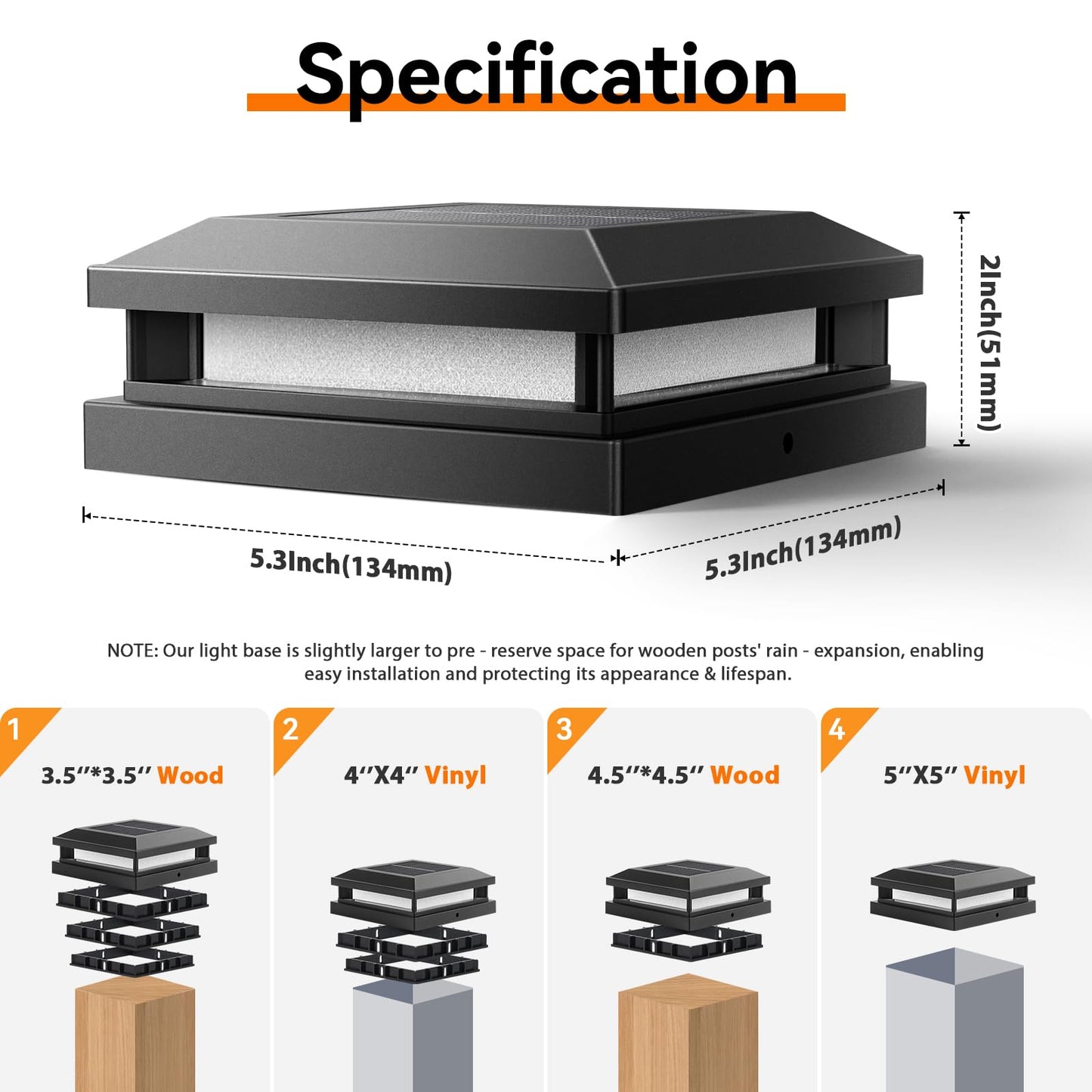 Solar Post Cap Lights Outdoor 12 Packs for 4x4 5x5 Vinyl/Wooden Posts, Waterproof Solar Powered Fence Post Light with Warm/Cool Lighting, Black 16LEDs Deck Cap Light for Garden, Patio, Porch