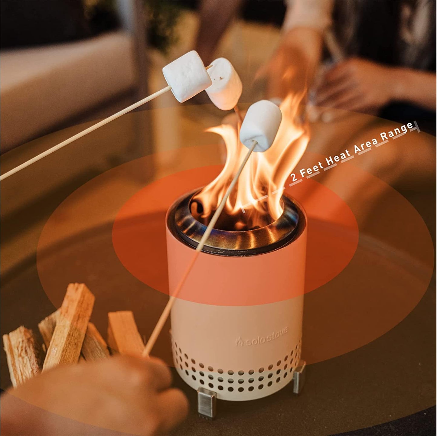 Solo Stove Mesa, 5.1 Inch Tabletop Fire Pit with Stand - Smokeless, Stainless Steel Fire Pit for Camping, Outdoor & Patio- Wood Burning or Pellet Fueled Portable Bonfire, 1.4lbs, Gunmetal