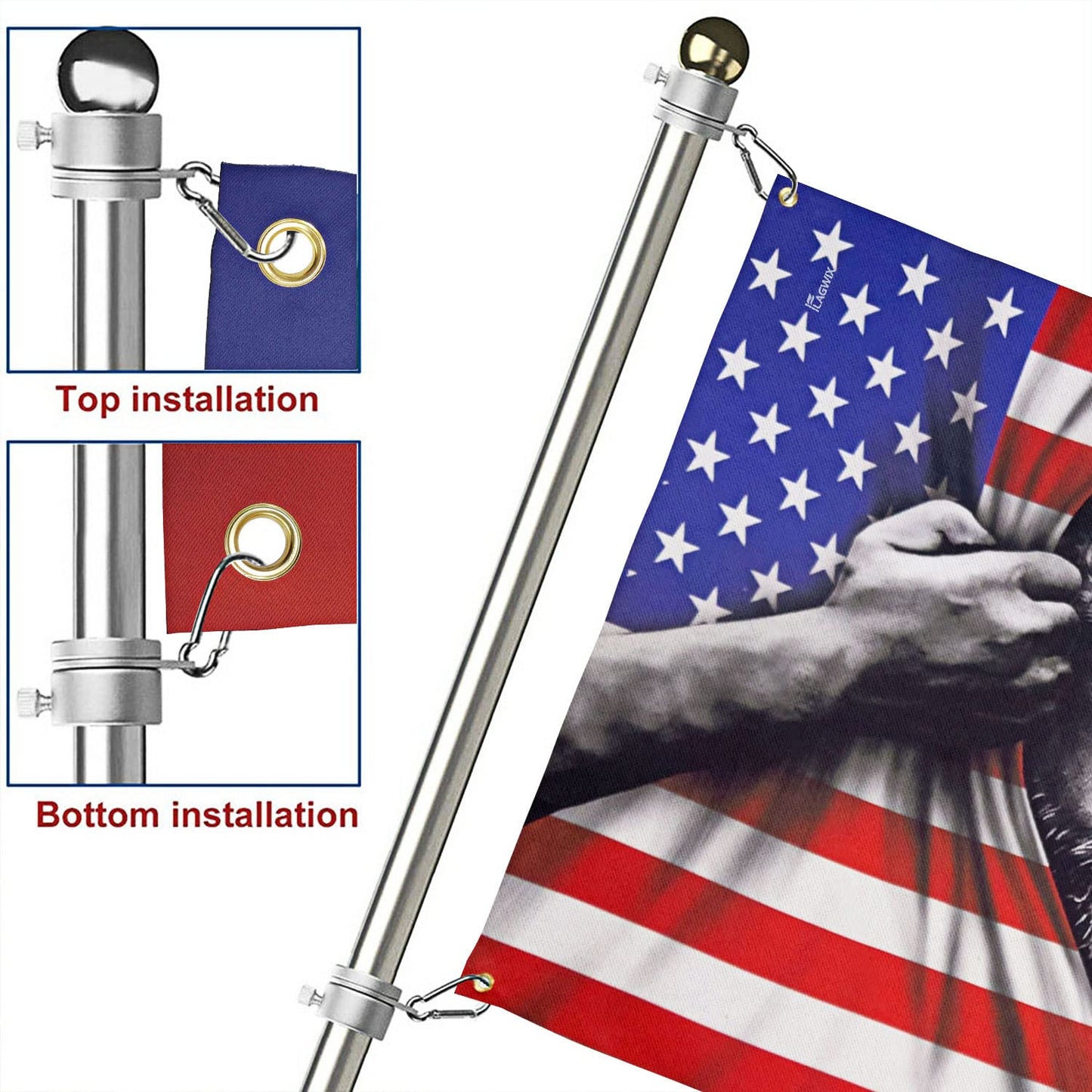 FLAGWIX 3x5 Patriotic American Flags for Outside, One Nation Under God American Jesus Flag - Double Sided, Heavy Duty Canvas, Fade Resistant - Home Decor Indoor, Outdoor Decor Flag with Grommets