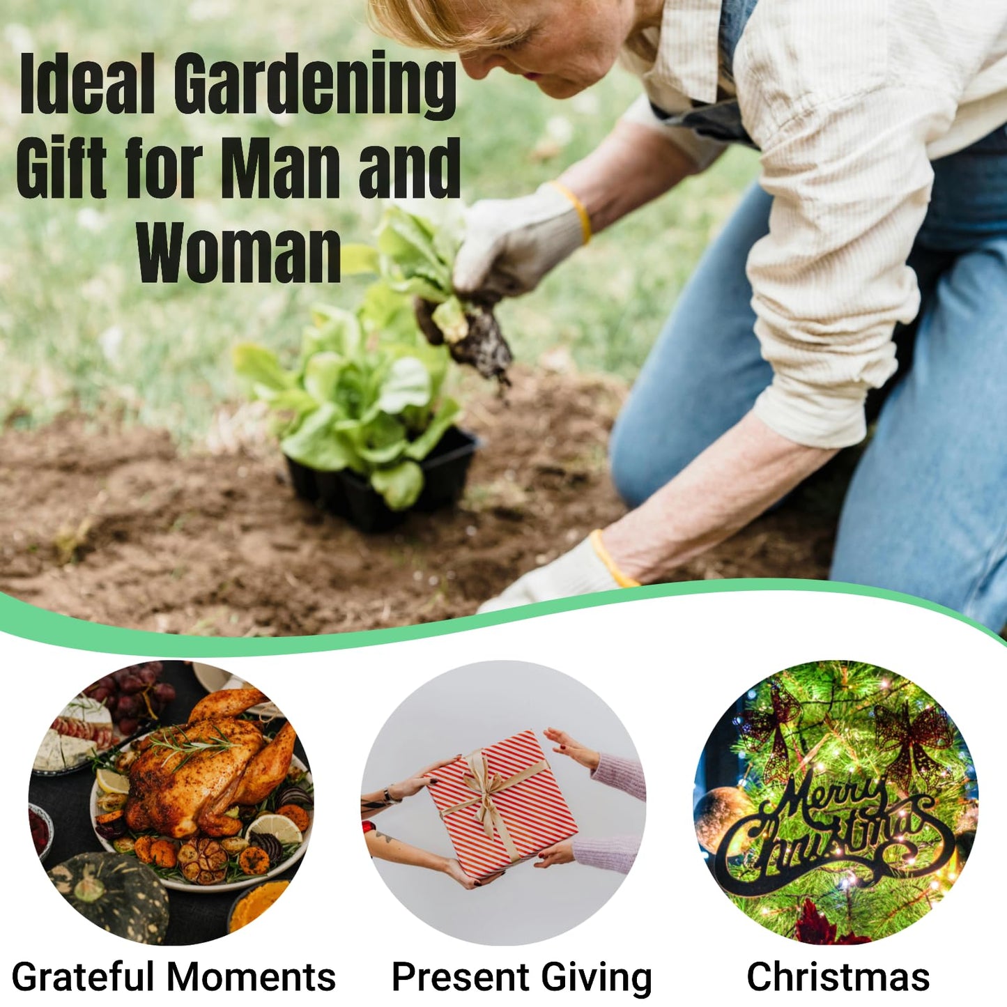 Garden Tool Set, 6PCS Heavy Duty Stainless Steel Gardening Hand Tools with Ropes, Includes Hand Cultivator Shovel Trowel Transplanter 2-in-1 Hoe Pruner Ideal Gardening Gifts for Women Men (Upgrade)