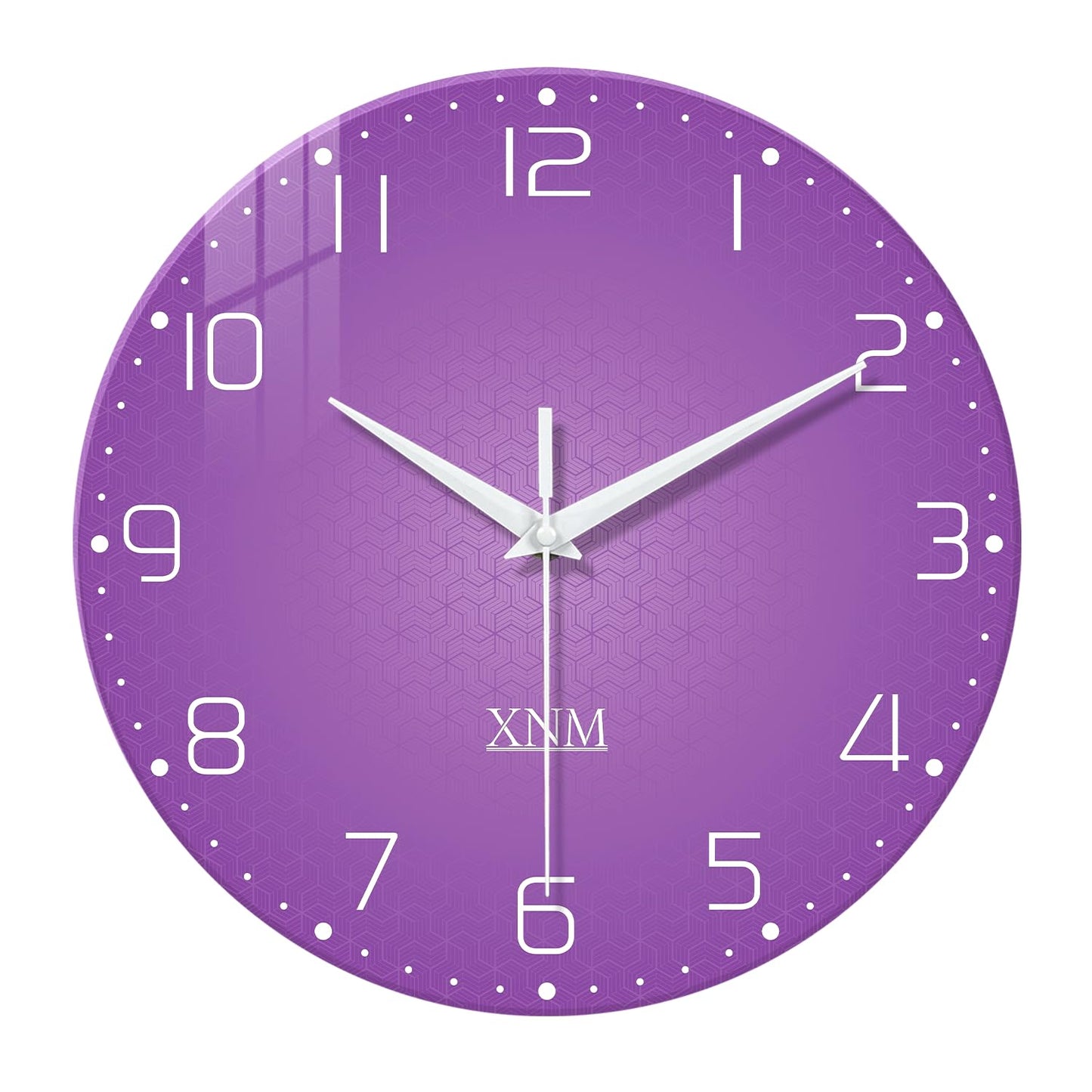 XNM Large Wall Clock for Girls Room 20 Inch Purple Clock Battery Operated Glass Minimalist Quiet Wall Clock Modern