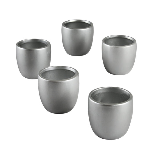 Ivy Lane Design Smooth Round Favor Flower Pot, Silver, Set of 5