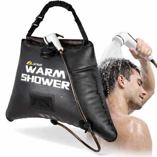 suvast Solar Shower Bag, 4 Gallon/15L, TPU Portable Solar Shower for Camping & Outdoor Cleaning, with Hose and Carry Bag