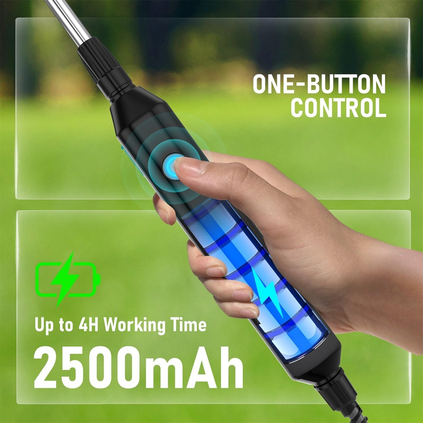 VASG 2 Gallon Battery Powered Garden Sprayer, Powerful Electric Pump Sprayer, Weed Sprayer with USB Rechargeable Handle, 5 Mist Nozzles, Retractable Wand, Adjustable Strap for Lawn, Garden, Yard