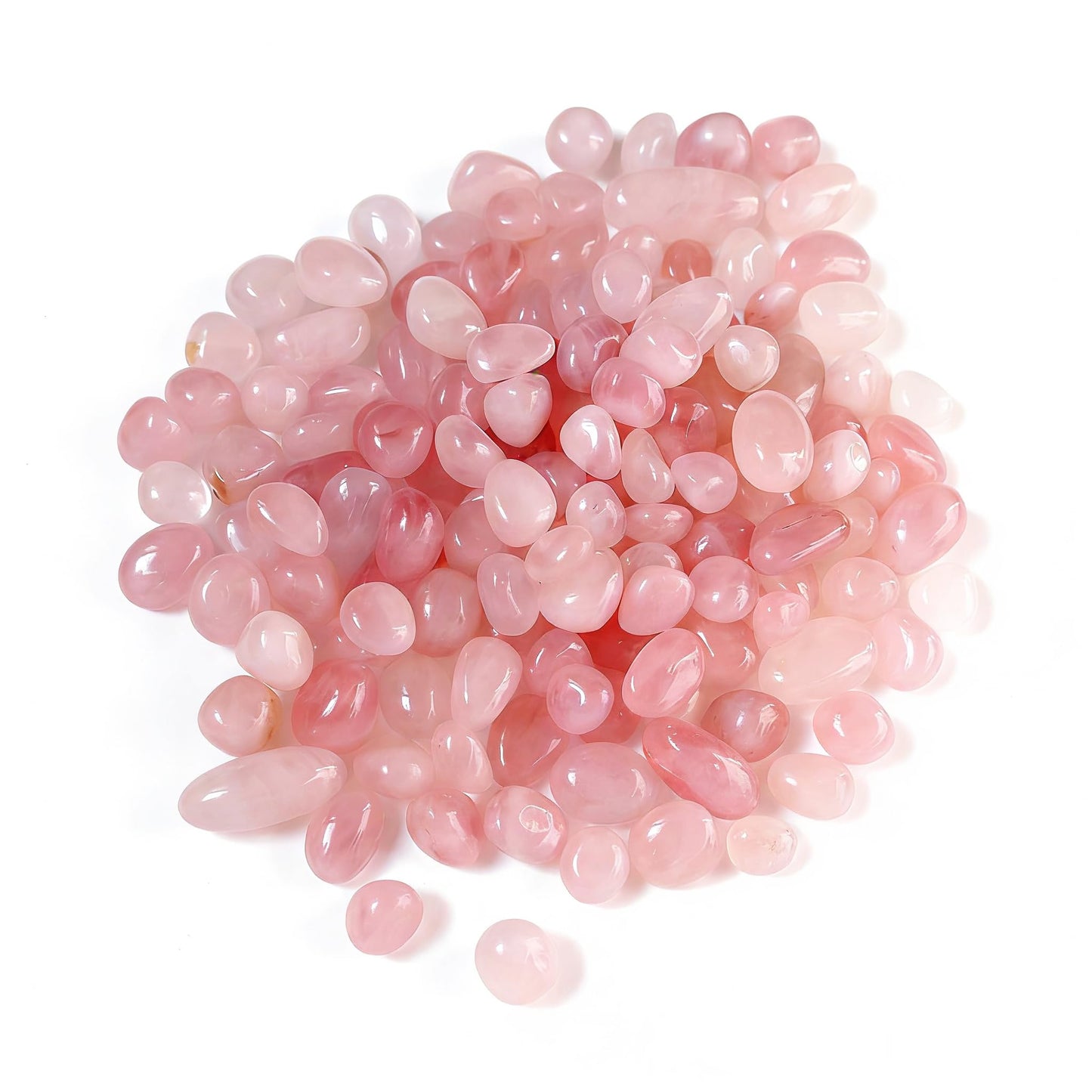 Pink Elliptical Crystal Pebbles for Plants Succulent, Vases, Home Decoration DIY Handmade Fish Tanks Vase Filler, 0.39-0.59 Inch Natural River Polished Stone Rocks for Landscaping, 1.1LB