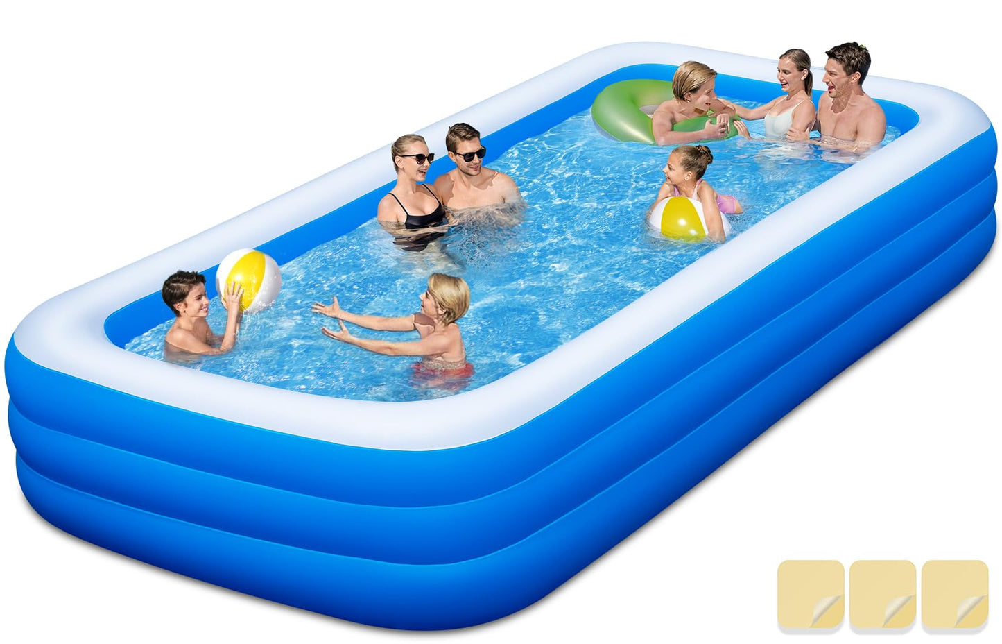 Extra Large Inflatable Swimming Pool - 145" X 74" X 22" Oversized Thickened Blow Up Pool for Kids and Adult, Kiddie Pool for Backyard, Easy Setup & Portable