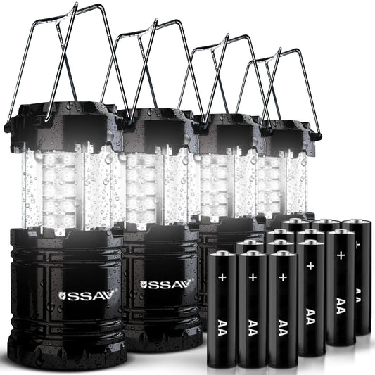 4 Pack Camping Lantern, LED Lanterns Suitable for Hurricane & Survival Kit | Emergency Flashlight for Storm, Outages | Outdoor Portable Lanterns for Garage, Basement, Cars & Trucks