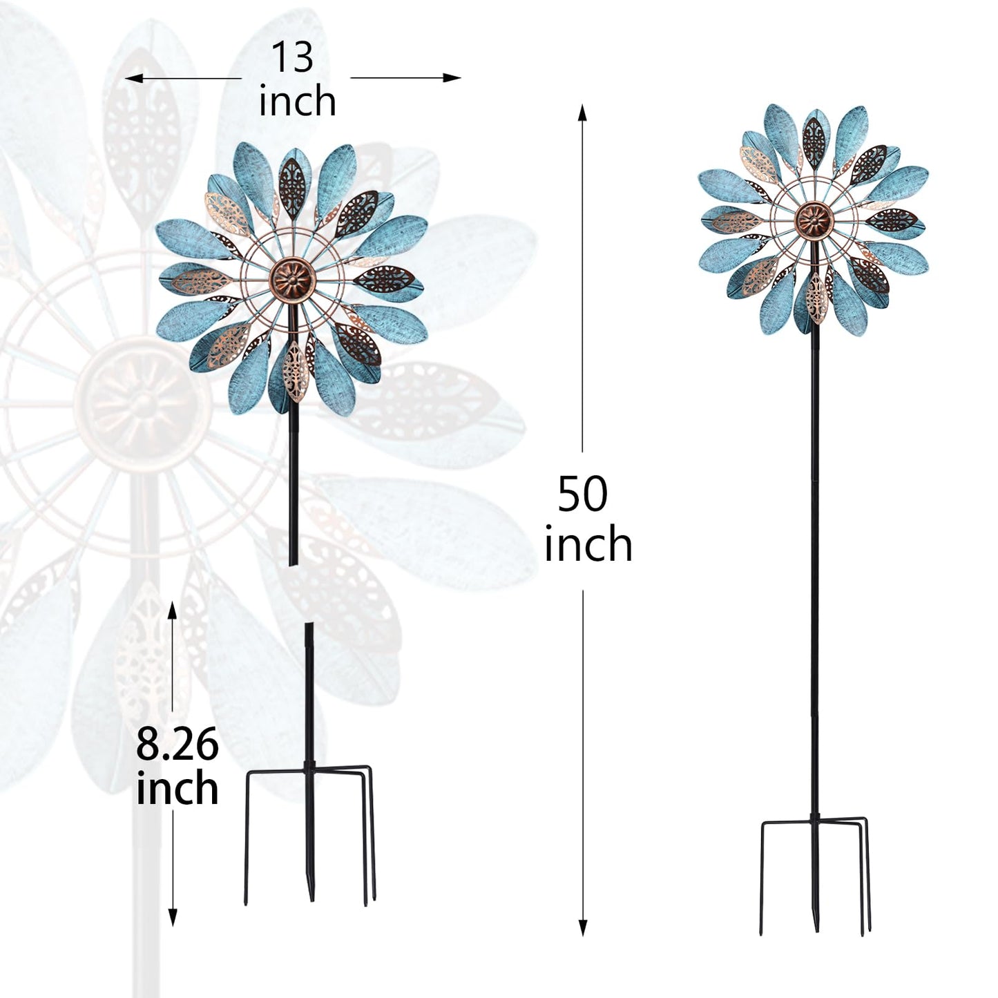 MUMTOP Decorative Metal Wind Spinner for Garden, Outdoor Patio, Lawn, Yard, Weather Resistant Kinetic Art