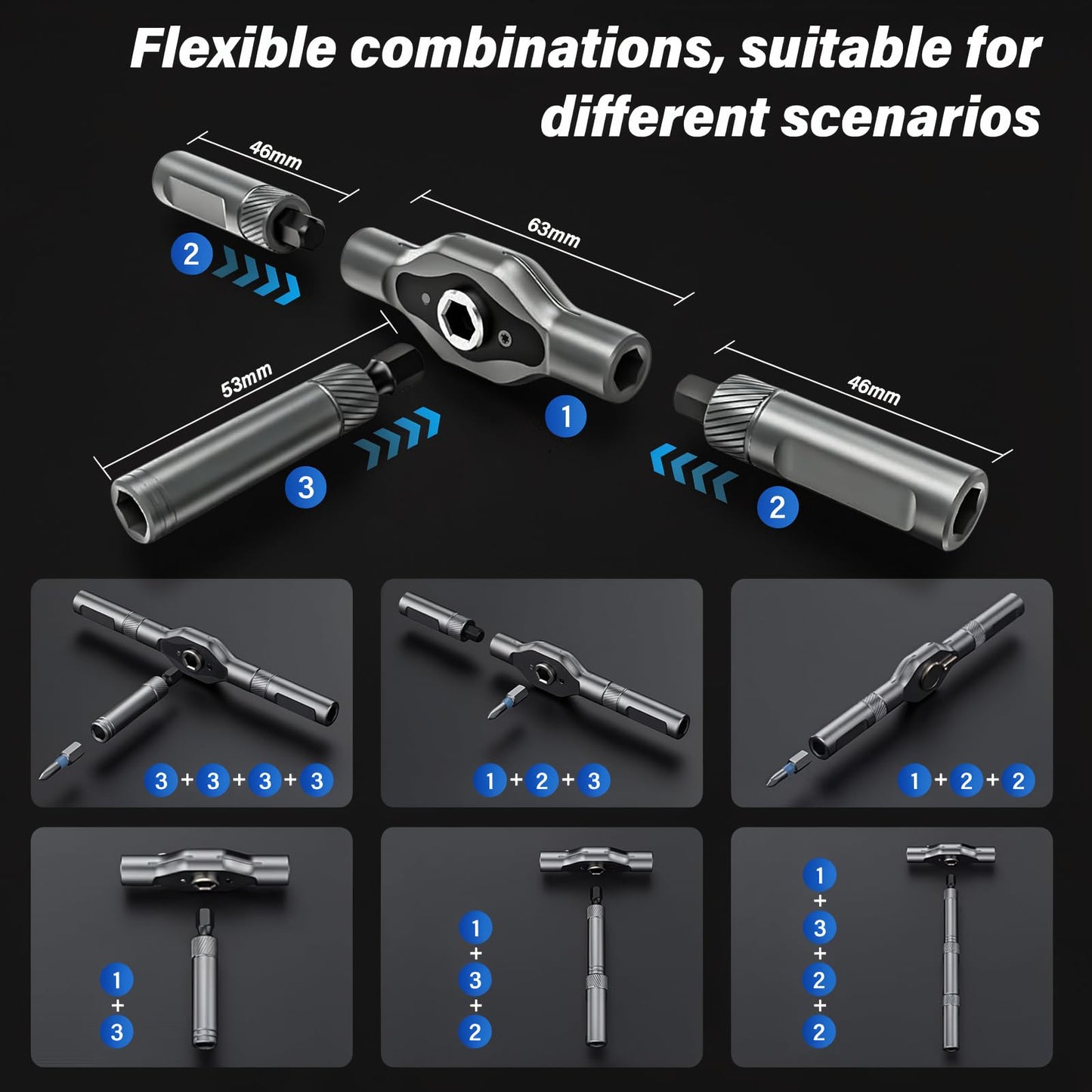 MINYUGUT 42 in 1 Magnetic Screwdriver Set, Ratchet Screwdriver Set with Detachable T-Handle, Multi Bit Magnetic Drive Set, Portable Compact Repair Tool Kit for Furniture Computer Bicycle