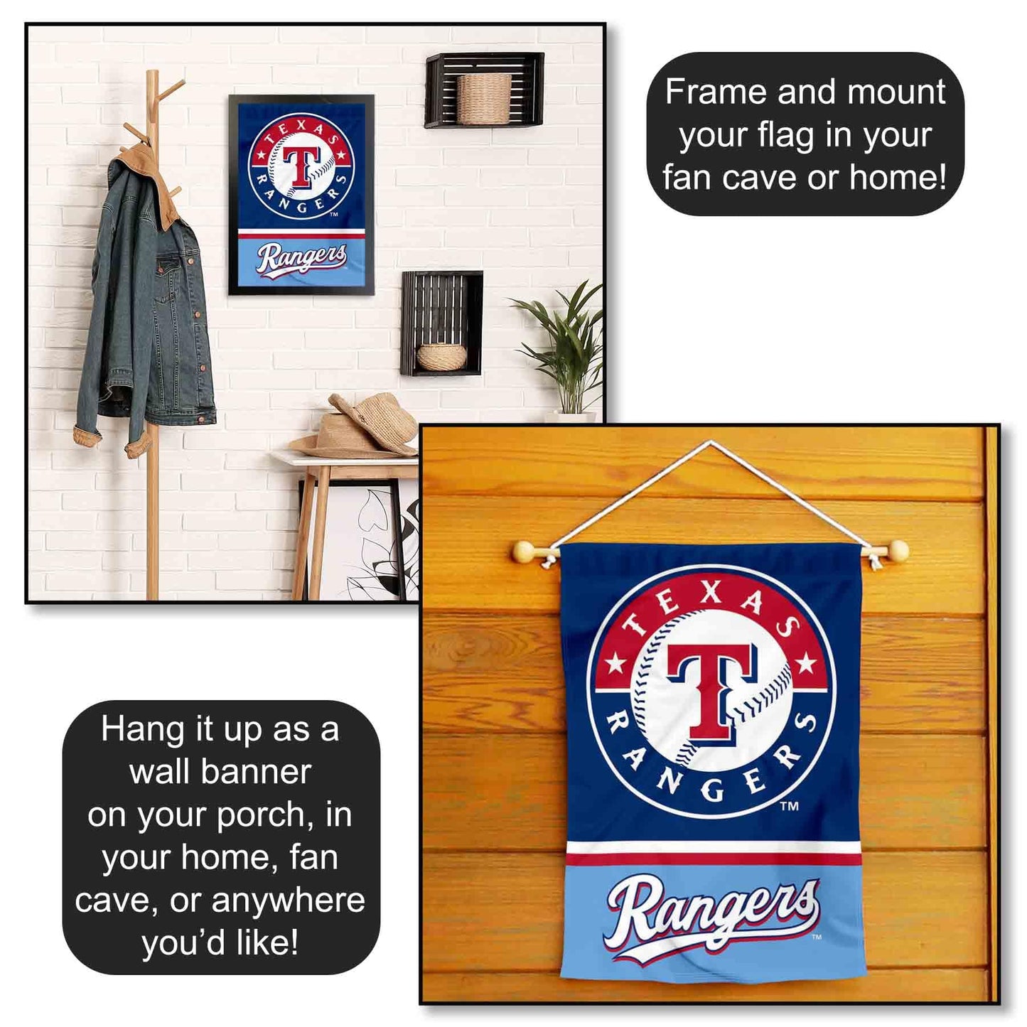 Texas Rangers Powder Blue Double Sided Garden Flag