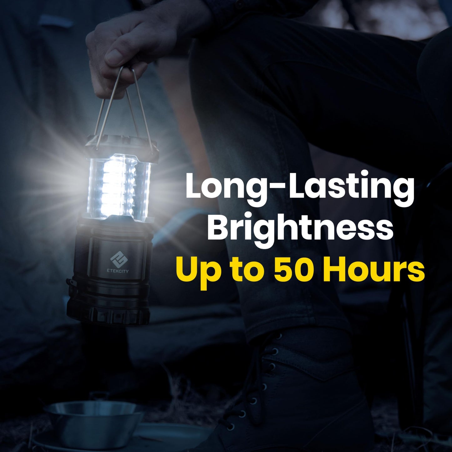 Etekcity Lantern Camping Essentials Lights, Led Flashlight for Power Outages, Battery Operated Lamp for Emergencies, Survival Gear, Hurricane Preparedness Items, Water Resistant, 2 Pack, Black