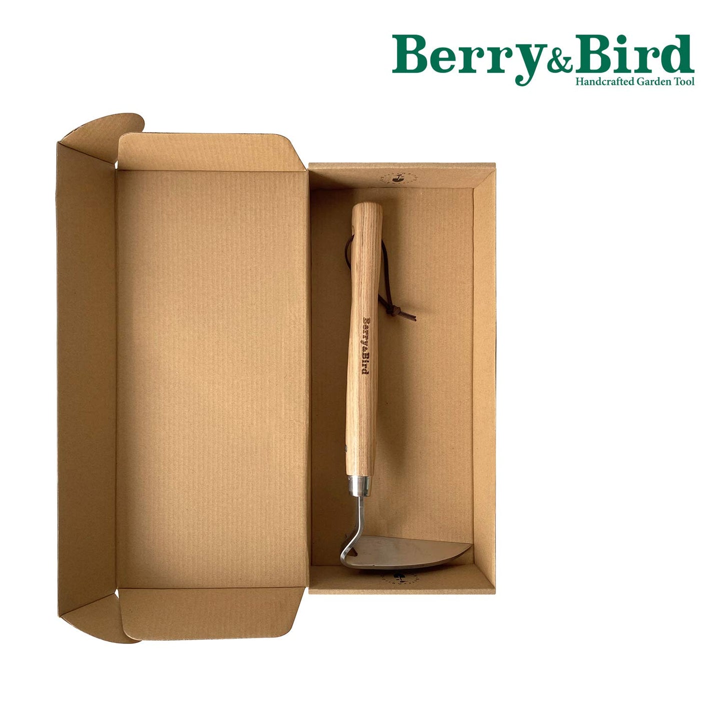 Berry&Bird Stainless Steel Bent Angle Gardening Sickle, Weed Scraper-Hoe with Ergonomic Ash Wood Handle, 12.67-Inch Blade for Weeding & Soil Loosening