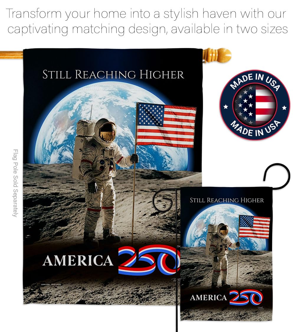 America 250 Flag Astronaut Milestone Moon Landing Garden Poster 2 Pcs Pack Official Licensed Merchandise Garve Yard Decor Canvas Print Textile Woven Tapestry USA 250th Anniversary Decoration Gift