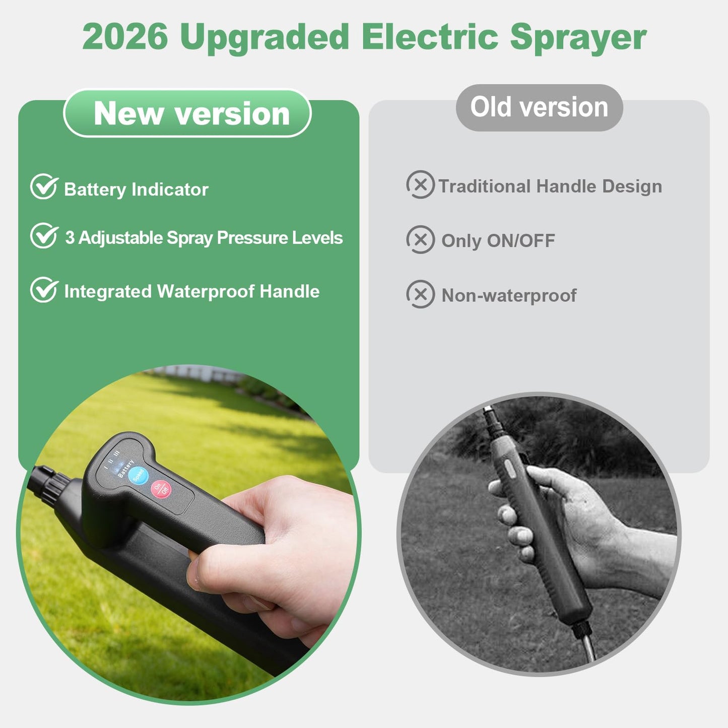 SideKing 2 Gallon Battery Powered Sprayer, Electric Garden Sprayer with 3 Adjustable Pressures & Telescopic Wand, Rechargeable Weed Sprayer for Lawn, Yard & Pest Control, 4 Nozzles Included