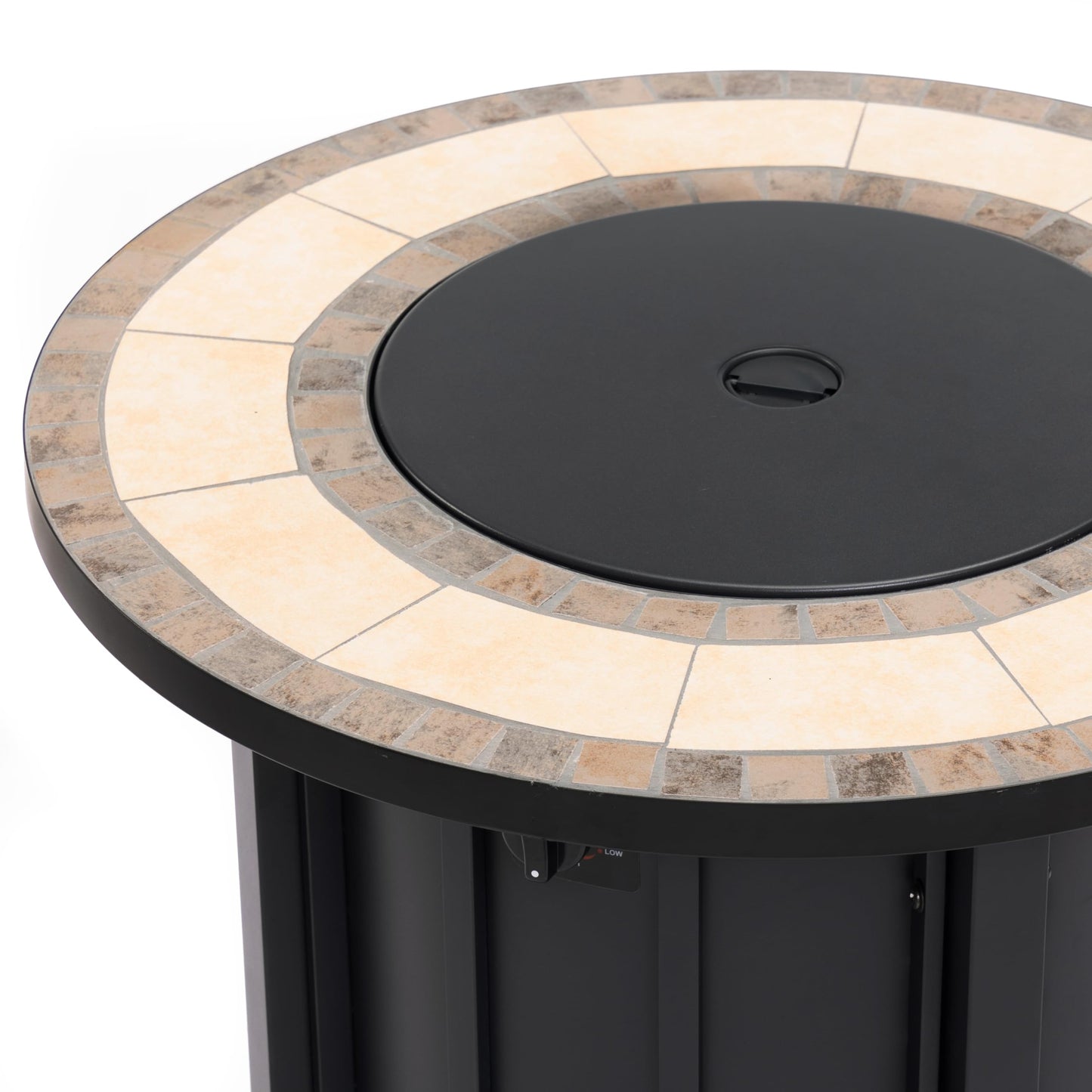 KEIKI 30 Inch Mosaic Ceramic Propane Fire Pit Table, Round Outdoor Gas Fireplace, Steel Patio Heater for Garden Deck