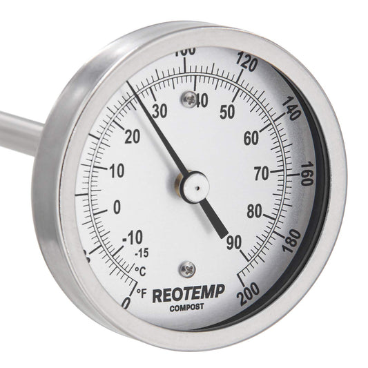 REOTEMP Heavy Duty Compost Thermometer - Fahrenheit and Celsius (24 Inch Stem), Made in The USA