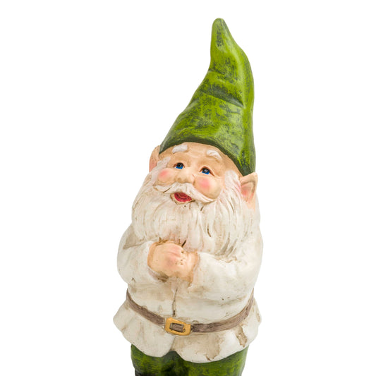 Alpine Corporation - 12" Tall Outdoor Garden Gnome Yard Statue Decoration – Playful Resin Gnome with Earthtone Colors - Durable, Weatherproof Lawn Sculpture for Patio, Deck, Yard