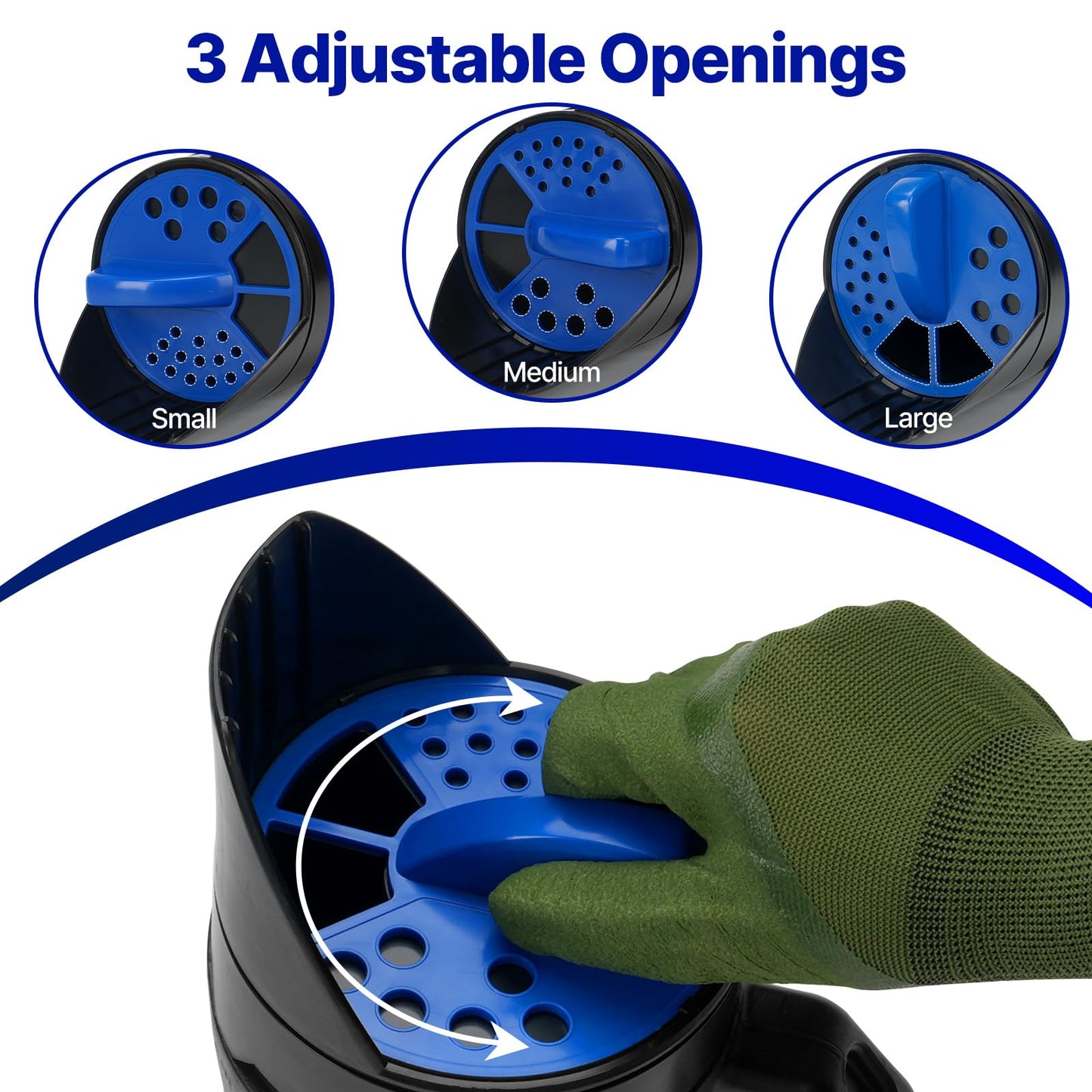 Qaobo 3-Adjustable-Setting Handheld Spreader, Multi-Use Lawn Spreaders for Fertilizer, Grass Seed, Salt and Ice Melt, Portable Spreader for Yard and Garden Snow Removal - Up to 80 Oz