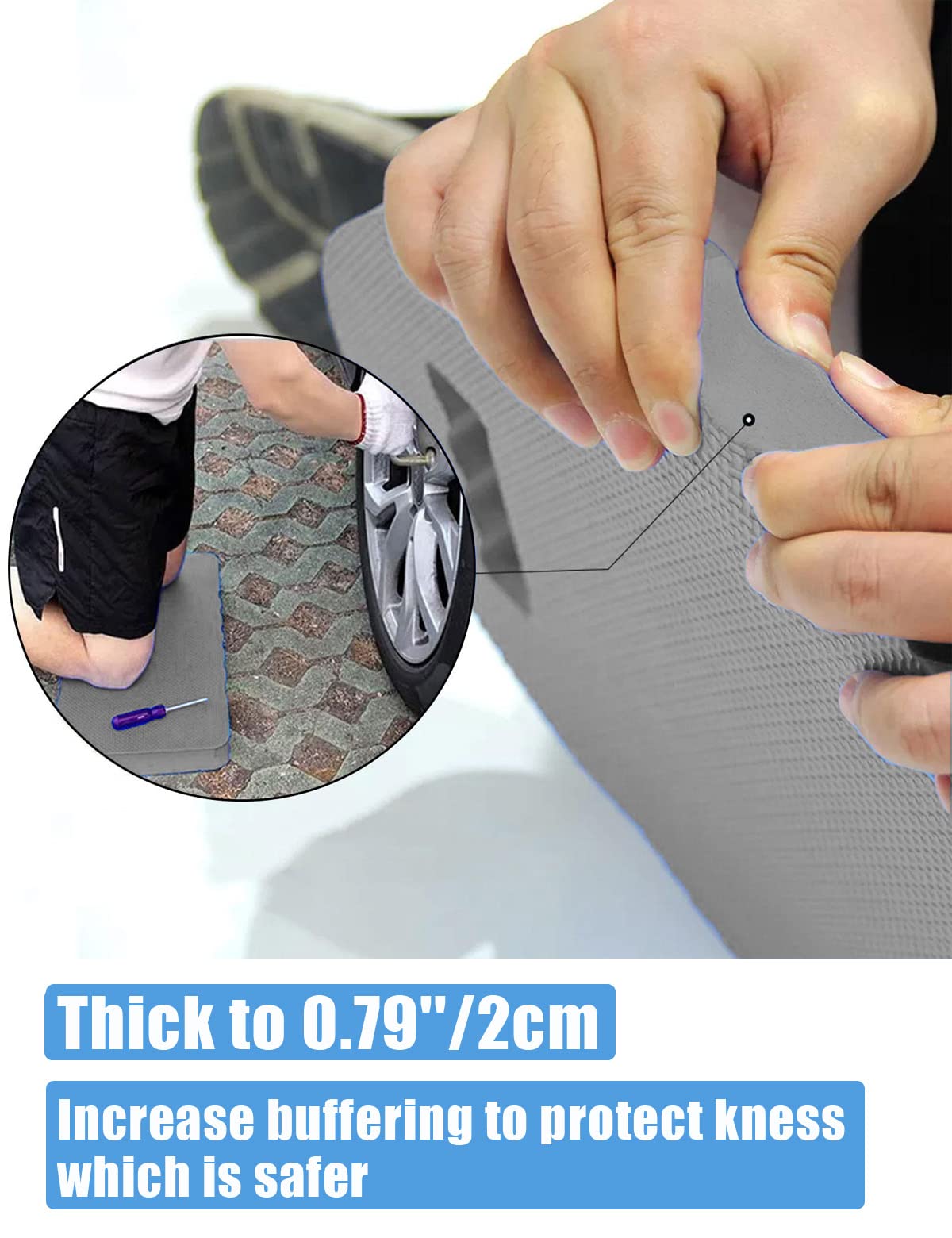 YWSHF 2 PCS Garden Kneeling Pad,Knee Mat Waterproof Foam Knee Pads for Gardening,Cleaning,Baby Bath,Yoga,Praying and Exercise 15.745'' x 7.09'' x 0.79'' Grey