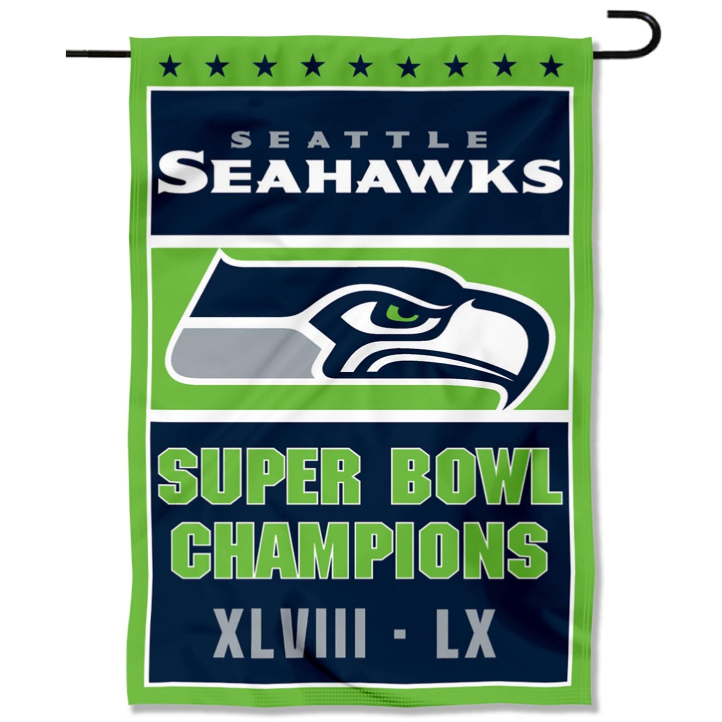 Seattle Seahawks 2 Time Champions Yard Garden Banner Flag