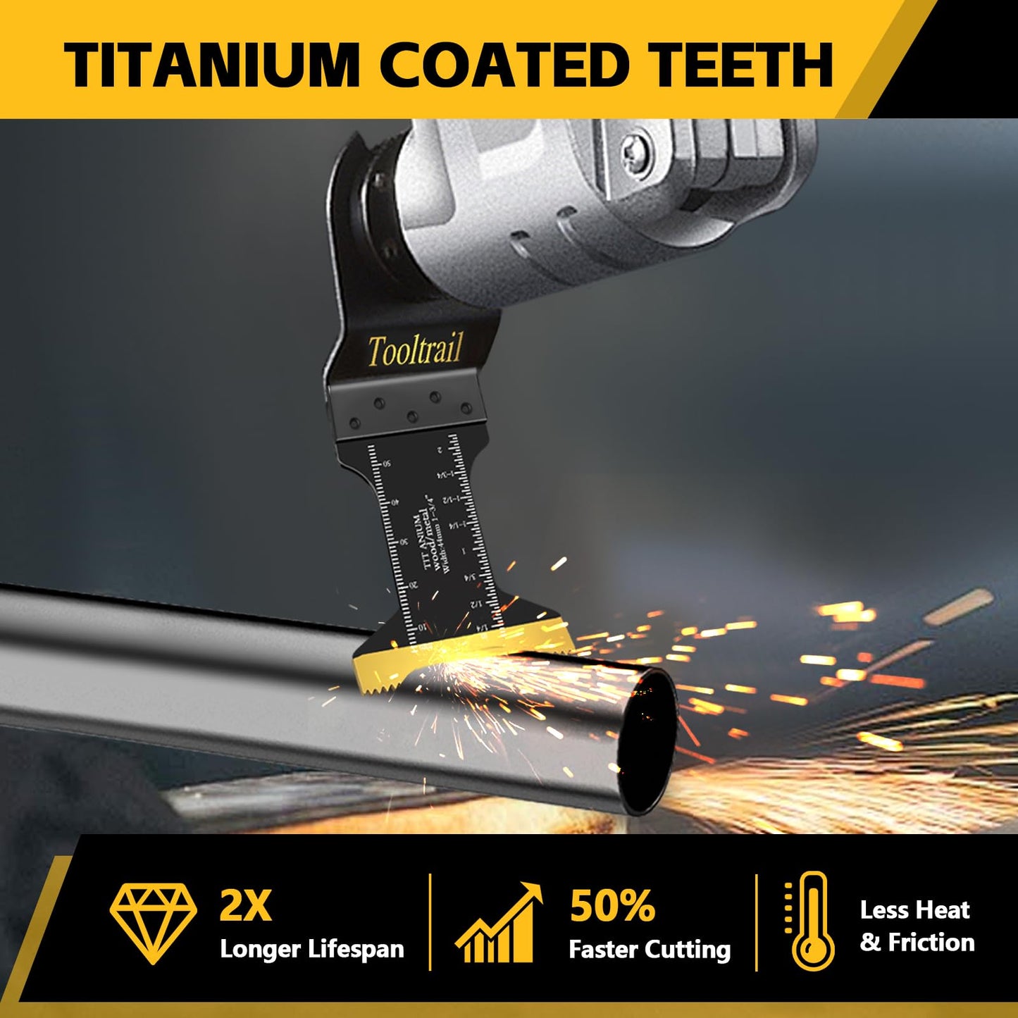 Tooltrail 30 PCS Titanium Oscillating Tool Blades Metal Cutting,Universal Multi Tool Blades Kits for Metal Nails Wood and Plastic,Oscillating Saw Blades Fit Dewalt Ryobi Milwaukee Rockwell Fein