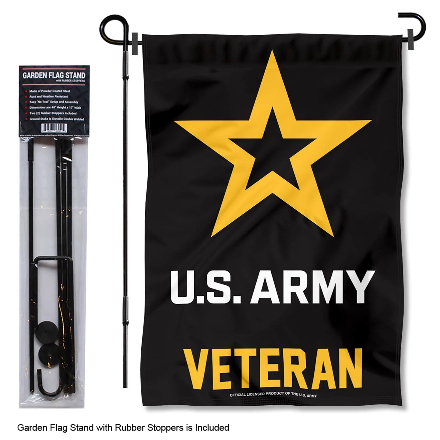 Army Veteran Garden Flag with Stand Holder