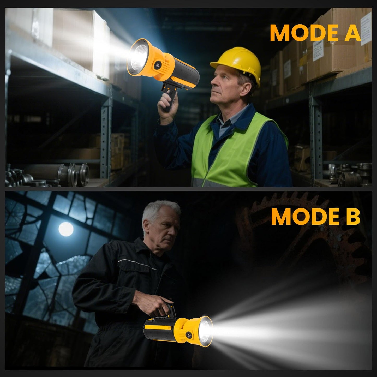 LETOUR Rechargeable Led Spotlight Flashlight with 90° Rotate Head Super Bright Spot Lights Outdoor Handheld, IPX6 Waterproof Flashlight for Emergencies