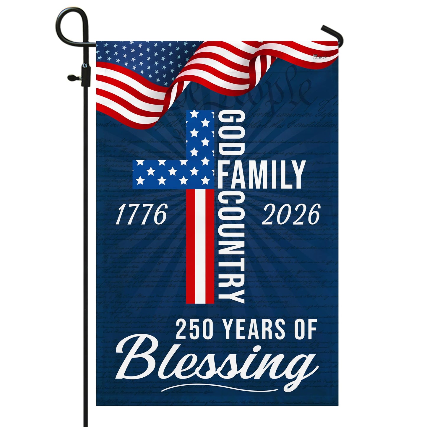 FLAGWIX American 250 Years of Blessing Flag - Polyester Double-sided Yard Flags For Outside Garden Flag (11.5" x 17.5") - 4th of July Decorations for Home Yard Garden Decor Banner, Gifts For Men Women
