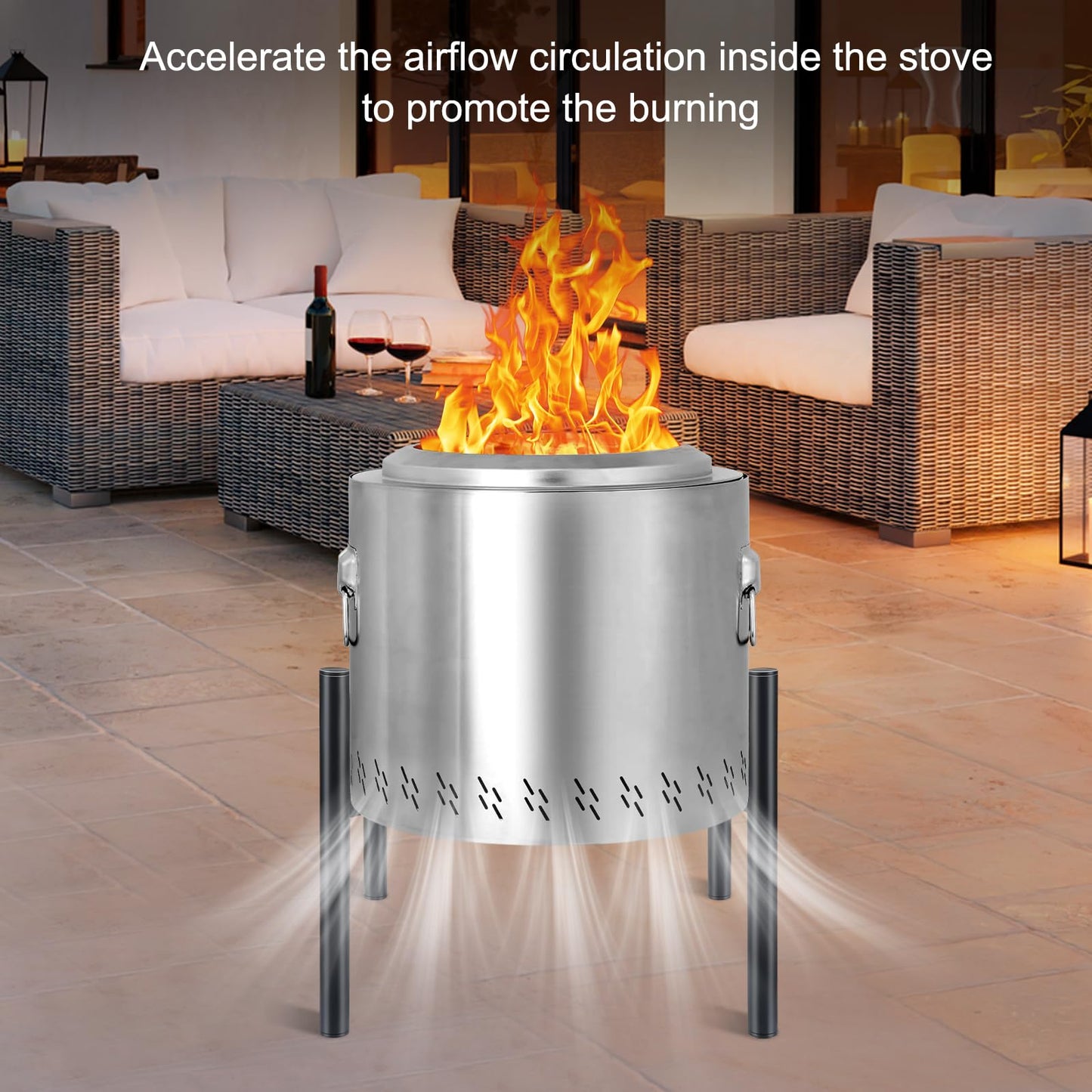 Triceratops Firepit Stand, 15-27 Inches for Solo Stove Bonfire Ranger and Other Outside Fire Pits, Outdoor Camping Accessory, Stainless Steel Stands for Fireplace Use