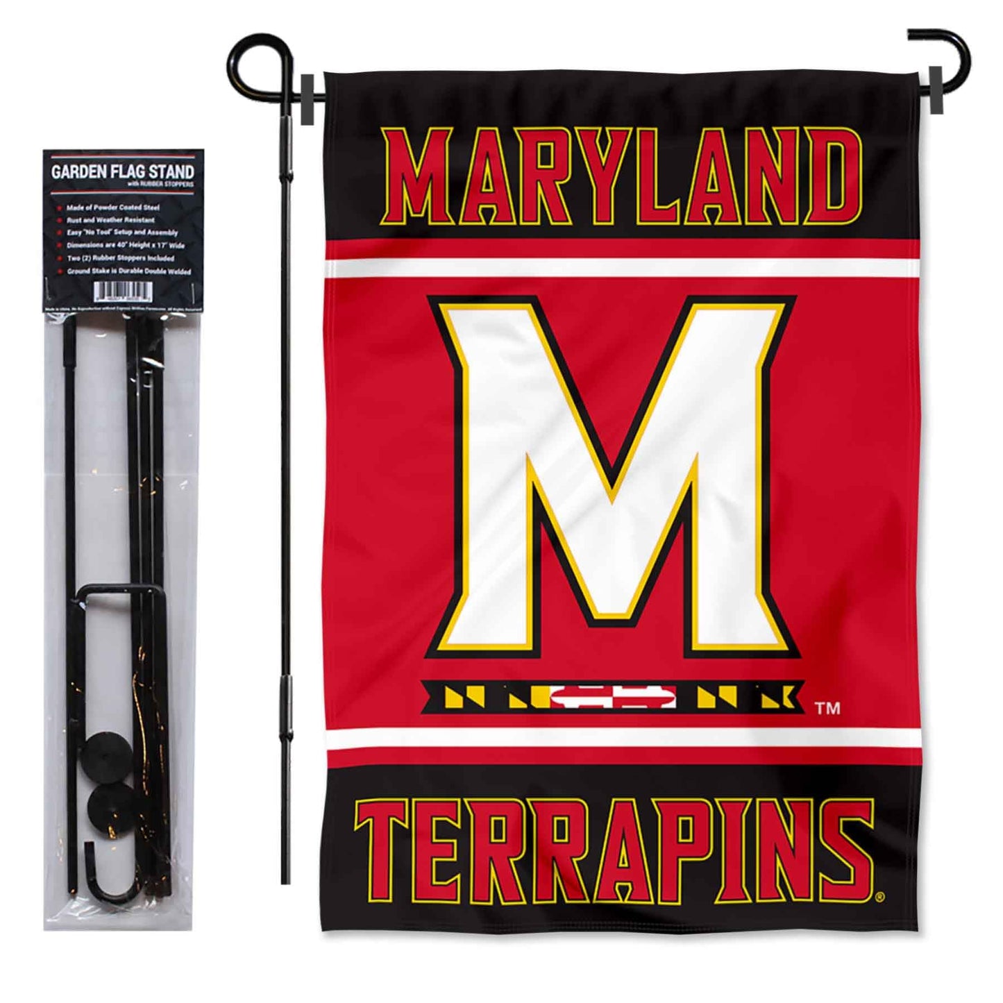 Maryland Terrapins Garden Flag with Stand Holder