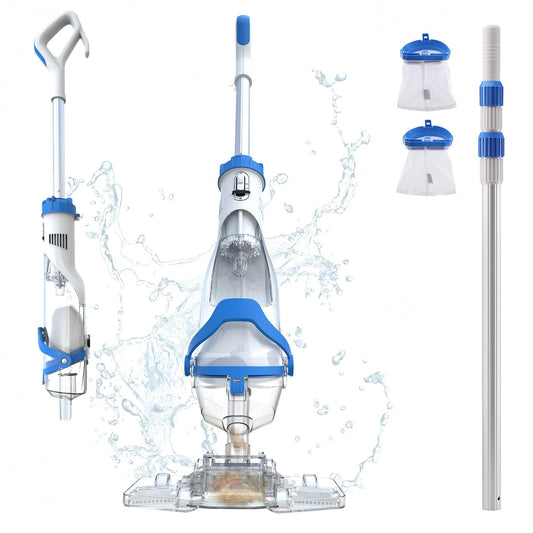 Cordless Pool Vacuum for Above Ground & Inground Pools, Consciot Handheld Rechargeable Pool Cleaner, 1110 GPH Suction, Telescopic Pole up to 87.5", 75Min Runtime, See-Through Head for Debris & More