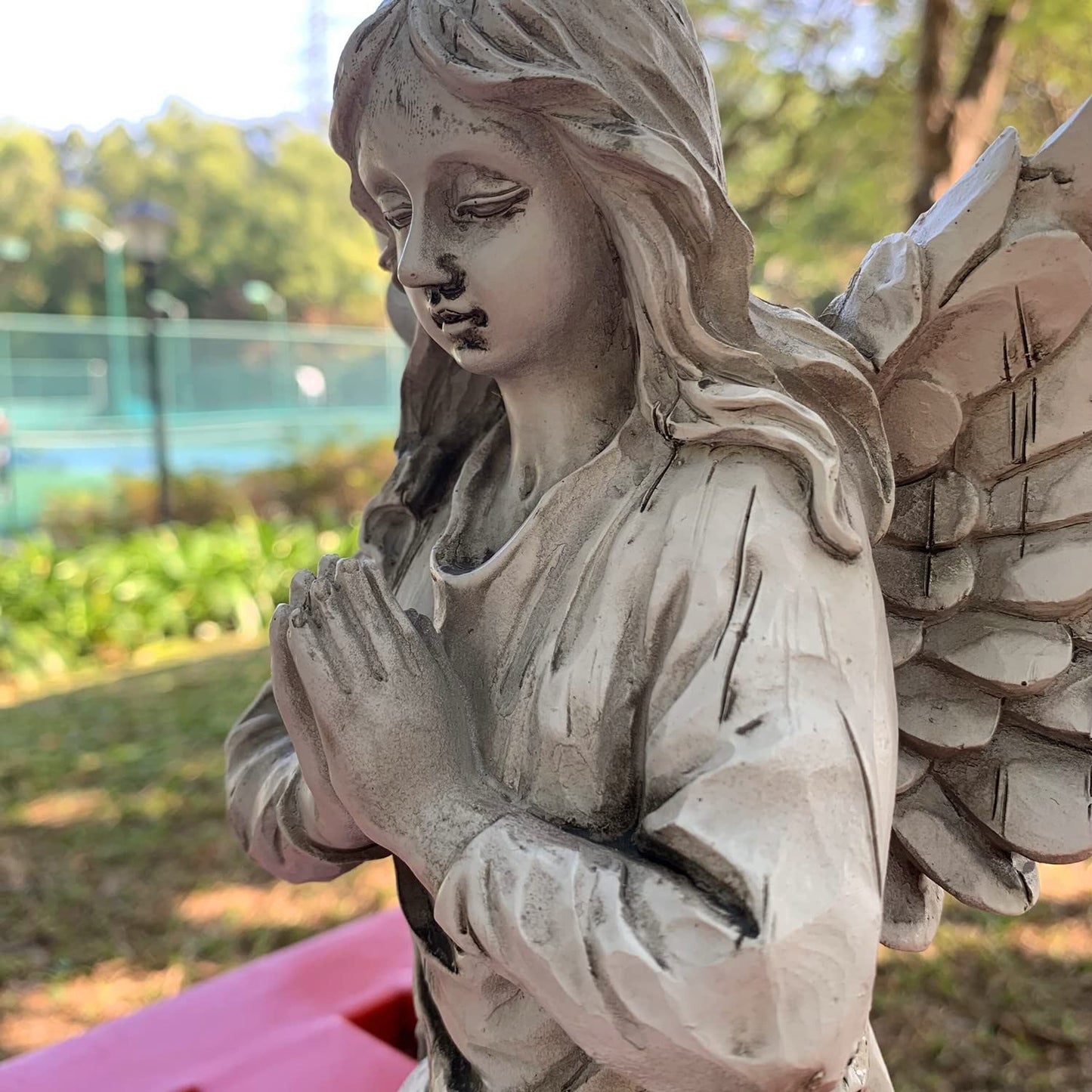 Handsider Praying Angel Garden Statue, Religious Fairy Sculpture Waterproof Decorative Figurine Art Decor for Patio, Lawn, Yard, Housewarming Ornament Present Angels HSa-1