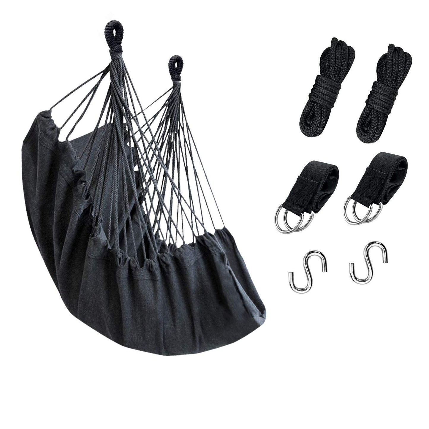 KPX Ourdoor Hanging Hammock Chair – Comfortable Tree Swing Chair Large Size 110X130cm（Without Pillows） - 330 Lbs Weight Capacity (Dark Gray)