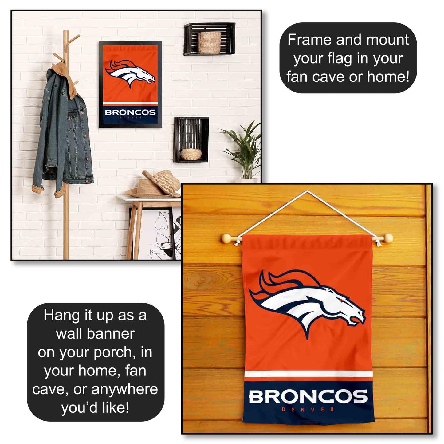 Denver Broncos Double Sided Garden Flag