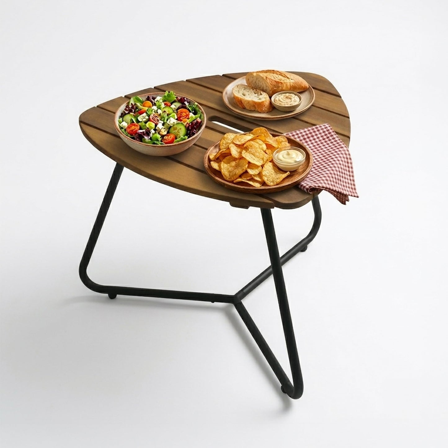 Portable Adirondack Side Table 15"H - Wood & Metal Patio Table for Indoor & Outdoor Use - Small Outdoor End Table for Picnic, Camping, Adirondack Chair, Great Father's Day Gift | Golden Teak Finish