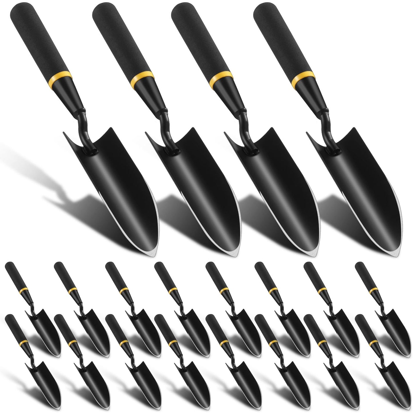 Leriton 20 Pcs Garden Hand Trowel Heavy Duty Carbon Steel Garden Shovels Tools with Resin Rubberized Handle for Camping, Digging, Soil Planting, Transplanting, Lawn Yard Farm (Narrow Trowels)