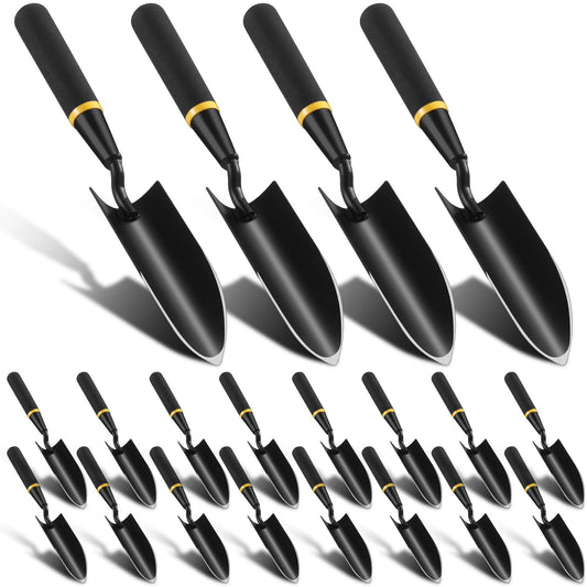 Leriton 20 Pcs Garden Hand Trowel Heavy Duty Carbon Steel Garden Shovels Tools with Resin Rubberized Handle for Camping, Digging, Soil Planting, Transplanting, Lawn Yard Farm (Narrow Trowels)