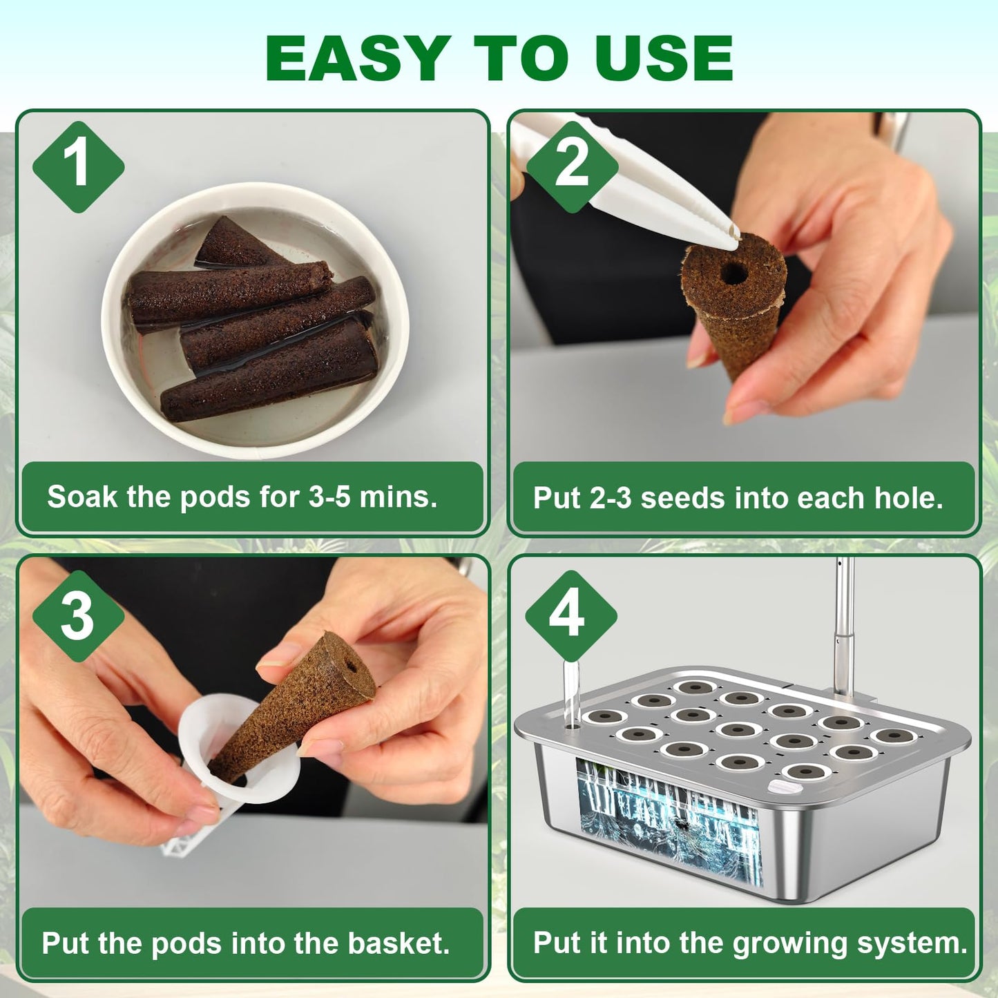 Aooccder Seed Starter Grow Sponges for Aerogarden, PH-Balanced Refill-Seed Pods Replacements for Indoor Hydroponic System, 50 Pack, Brown