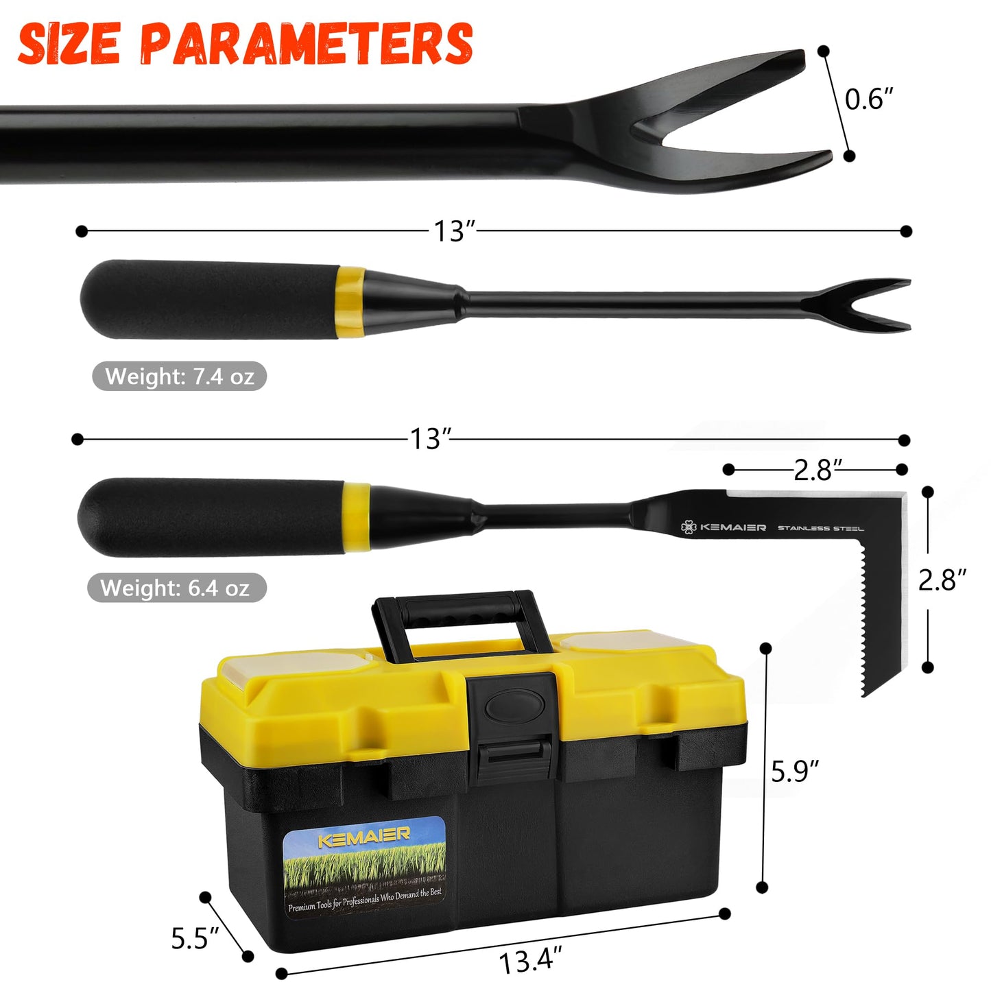 Kemaier 7 - Piece Gardening Tools Set, Stainless Steel Gardening Tools, Heavy - duty Hand Gardening Tools with a Toolbox, Suitable for Gardening Planting and Weeding, Gardening Gifts for Women and Men