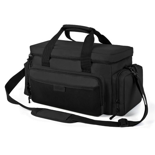 VJI Heavy Duty Tool Bag with Multi-Pockets, Portable Storage Bag with Large Zipper, Carrying Toolbag with Adjustable Shoulder Strap and Ergonomic Handle, Repairman, Carpenters, Handyman, Black
