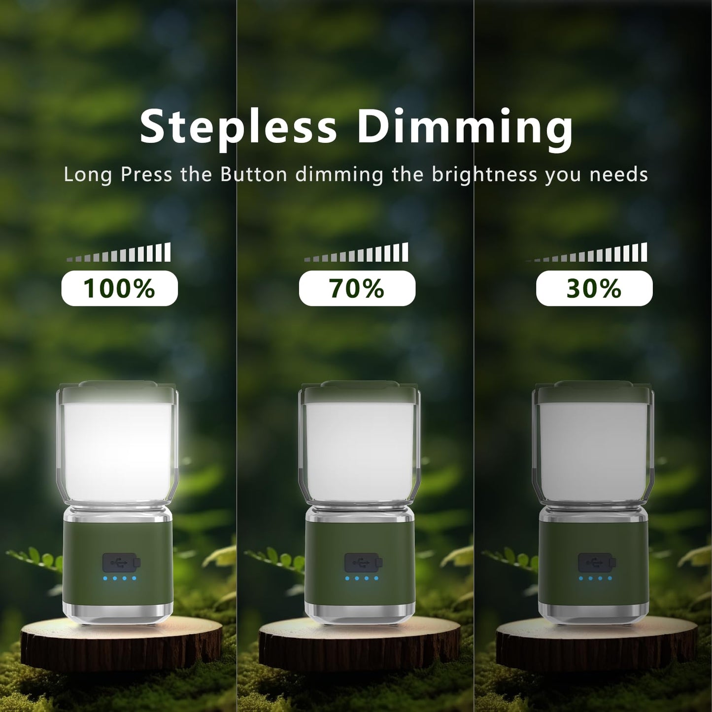 Portable Camping Lantern Rechargeable -4inch, 2000LM LED Camping Lights Lantern with Redlight&20Hours Runtime& Stepless Dimming, Hurricane Emergency Lights for Power Outages, Waterproof Camping Lamp