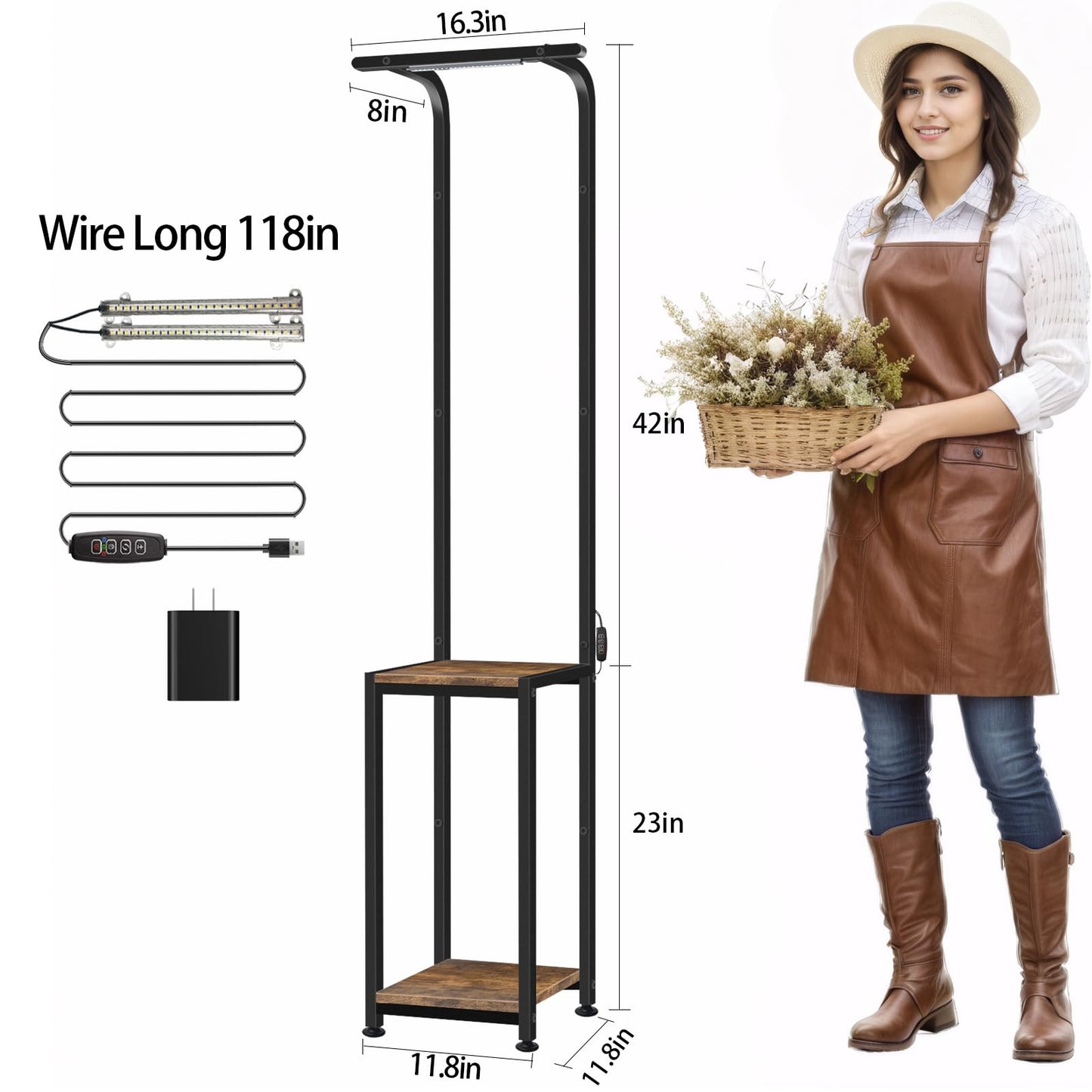 Plant Stand Indoor with Grow Lights, Hanging Plant Stand Plant Shelf Indoor, 65'' Tall Plant Stands Plant Holders for Indoor Plants, Living Room, Bedroom, Balcony