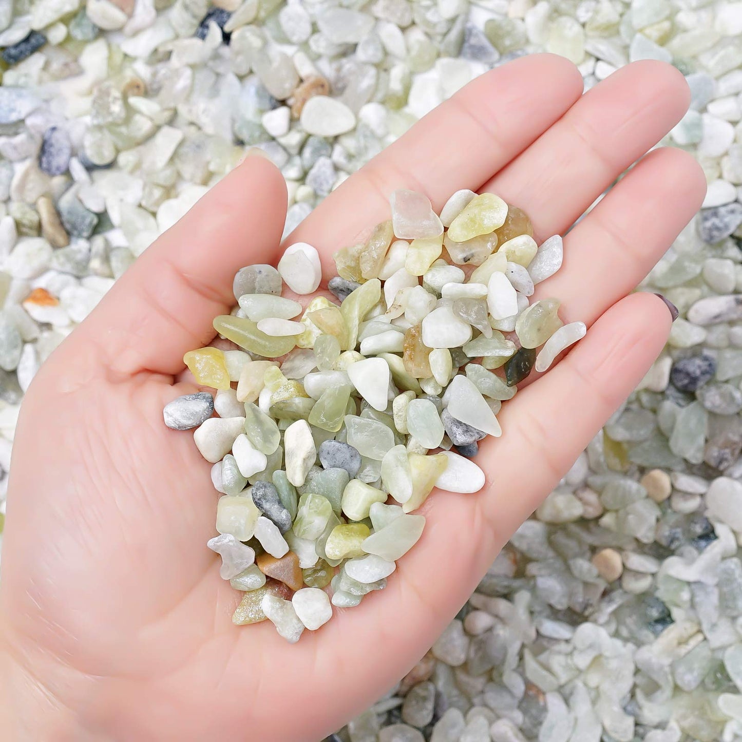 5LB Succulent and Cactus Bonsai DIY Rocks, Jade Bean Pebbles, Natural Decorative Polished Stones Vase Fillers Gravel for Plants，Terrarium , Fairy Gardening, Indoor Outdoor Decor Ornamental Stones.