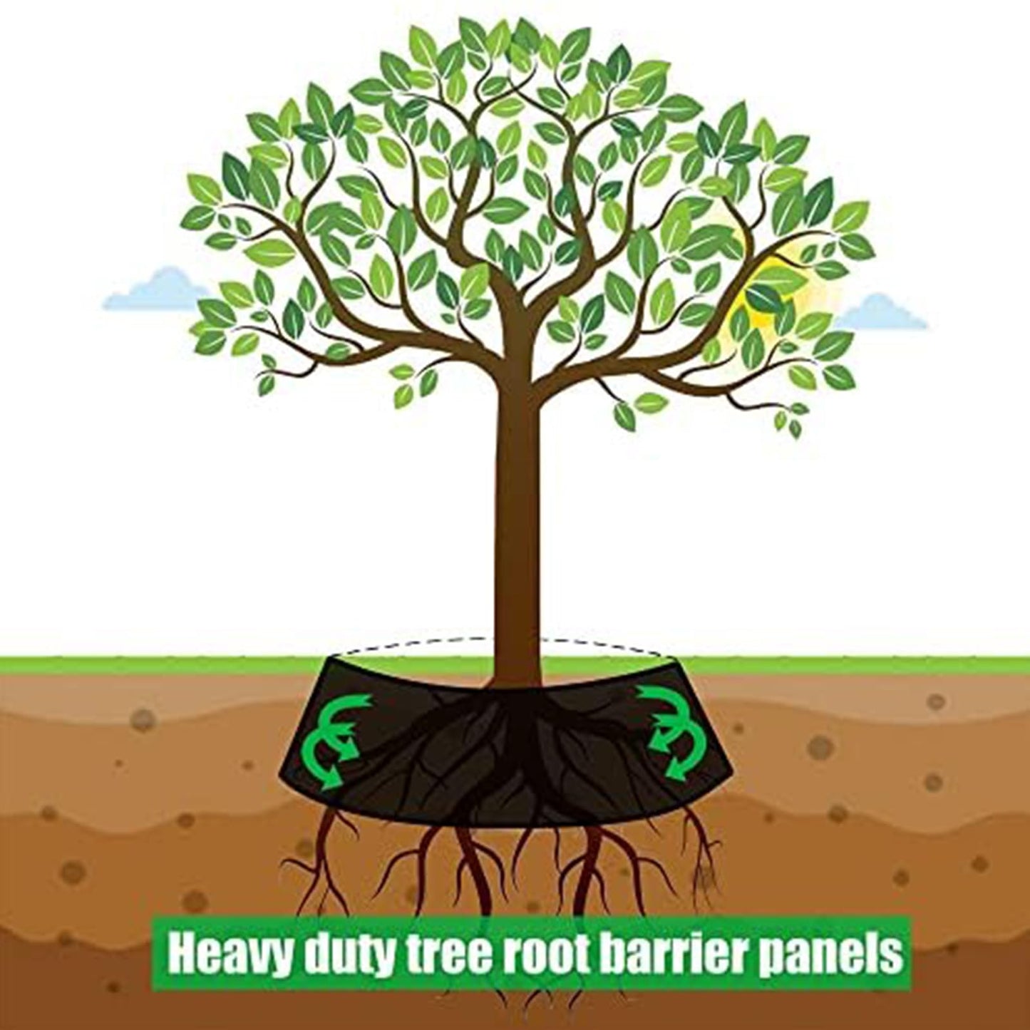 Joewuzun Tree Root Barrier 24in x 25ft x 60mil Tree Root Barrier Heavy Duty Bamboo Barrier Protects Sidewalks Roads and Driveways
