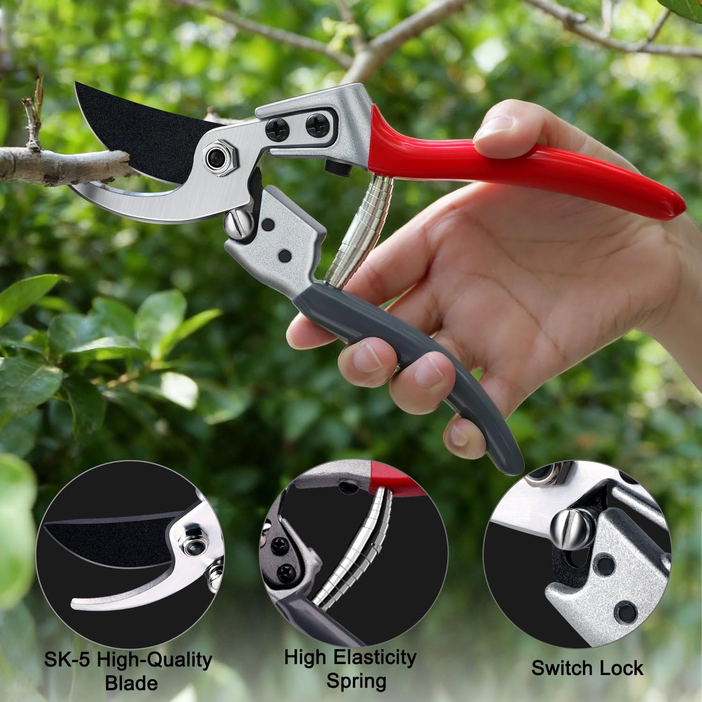 Kynup Pruning Shears, Garden Shears, Garden Clippers, Gardening Hand Tools, SK5 Steel Blade, Up to 1 Inch Cut Capacity, Safty Locked, Effortless Design, Garden Tools for Gardening, Farm