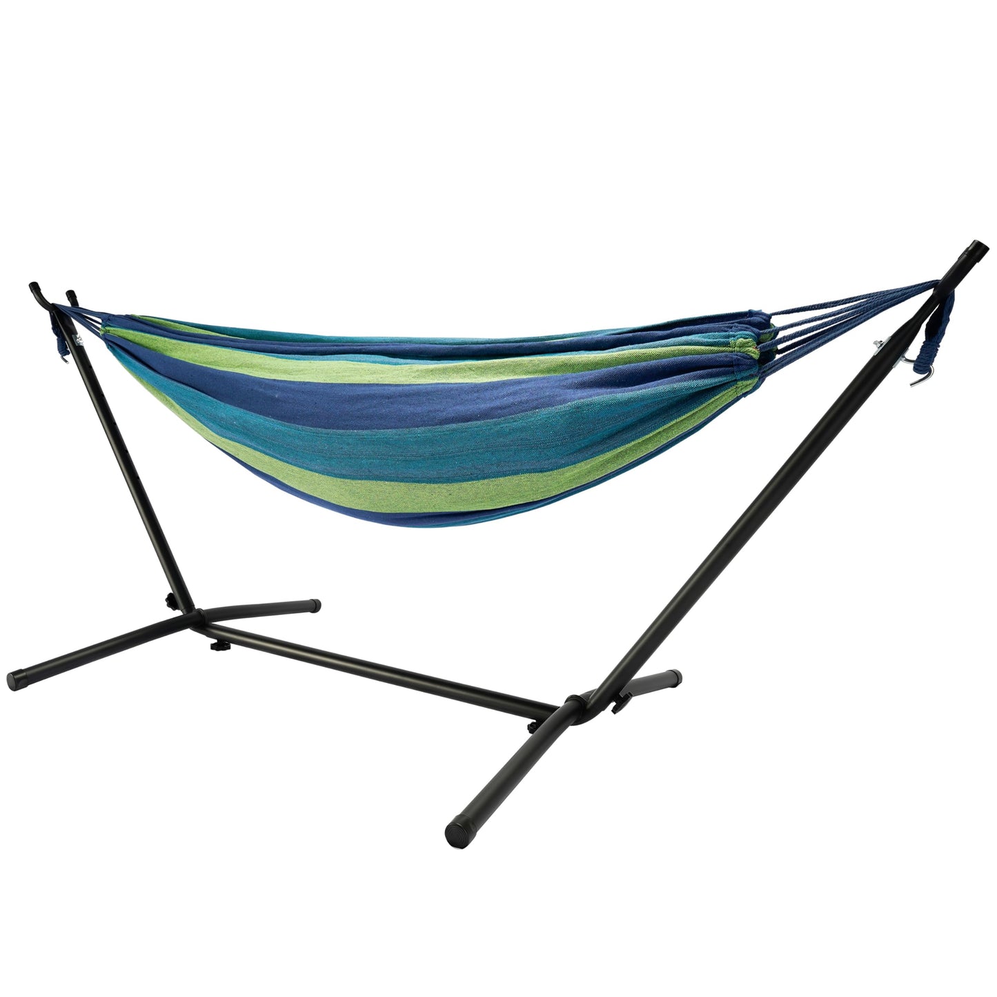 Hammock with Heavy-Duty Steel Stand for Outside，Hammocks 450 Lb Capacity，Portable Hammock，2 People Standing Hammocks，Suitable for Beach，Backyard, Gardens, Patio, Bedroom，100 * 40 * 38 Inch (Blue)