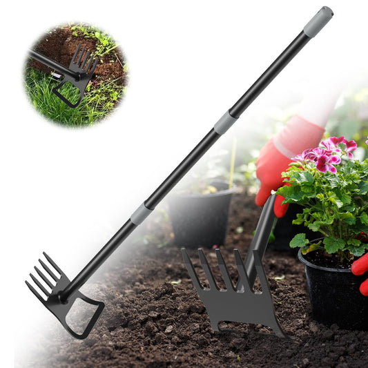 Garden Hoe, 2-in-1 Garden Hoe, 60" Adjustable Handle, Sharp Blade, Efficient Weeding & Tilling Tool for Gardening